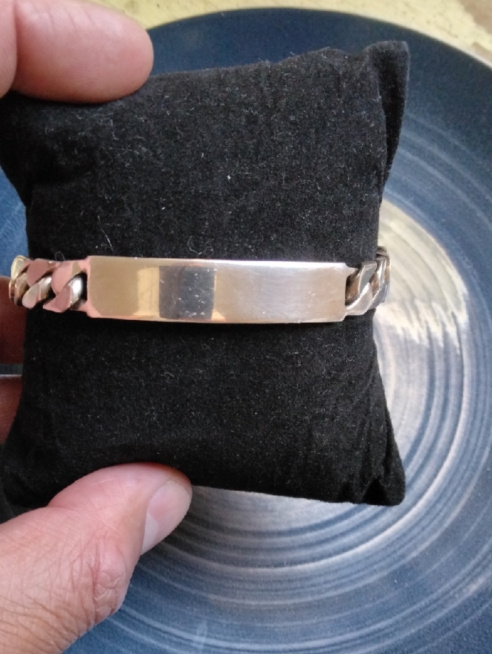 Men's Silver-Tone ID Bracelet - Polished Chain Link